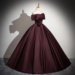 Hnewly  Off Shoulder Satin Evening Dress Wedding Dress Simple Temperament Banquet Toast Dress Bride's Dress Canopy Dress Customized
