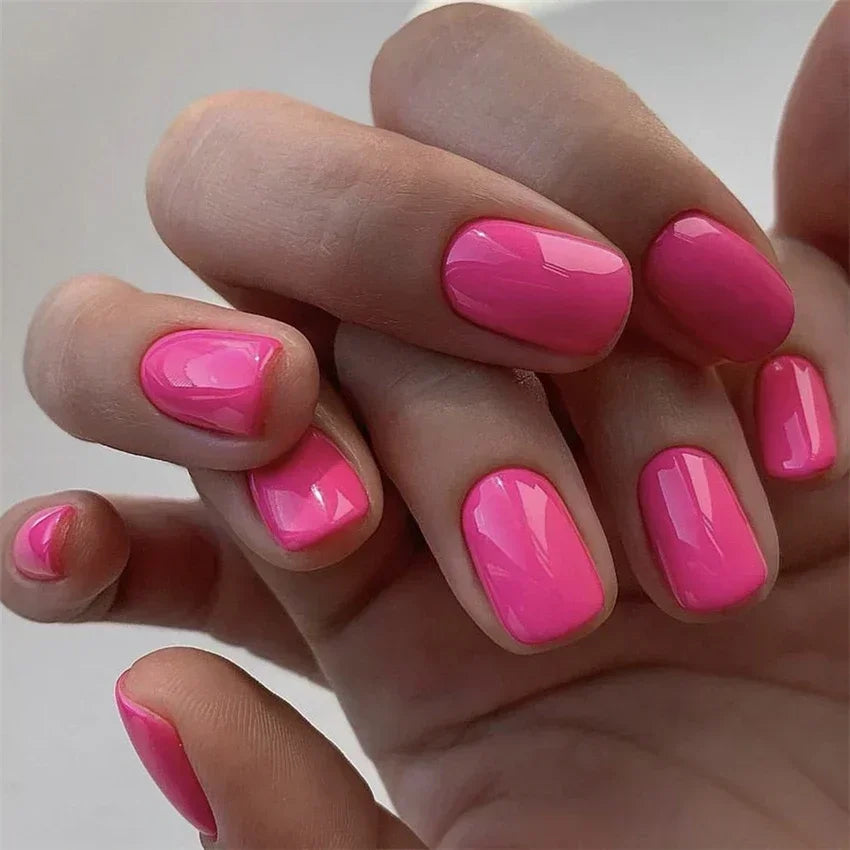 Hnewly 24pcs Artificial Nail Art Fake Nails Full Coverage Removable Ballet Short Press On Nails tips Chips Waterproof Solid Colour set