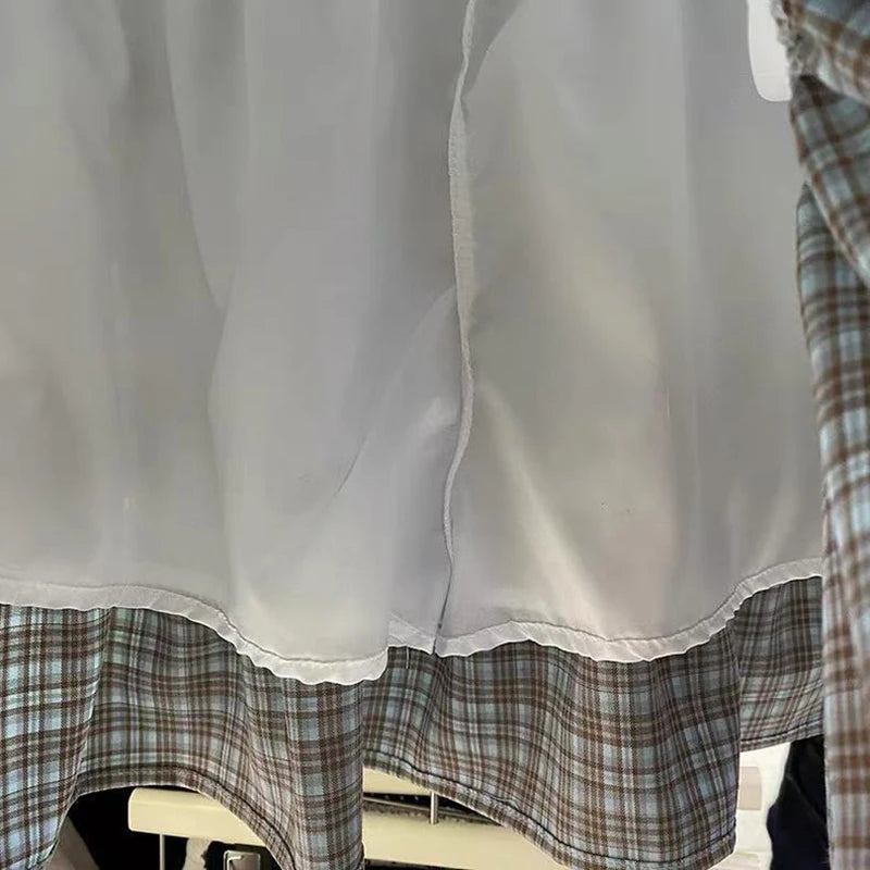 Hnewly Retro Plaid Skirt for Women Summer High Waist Preppy Female Cake Skirts Y2K Korean Sweet Ladies Ballet Pleated Skirts New