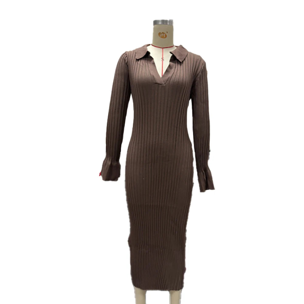 Hnewly  Maternity Ribbed Knit V Neck Long Sleeve Bodycon Dress Casual Pregnancy Outfit Soft Stretchy Slim Fit Gown for Women Daily Wear