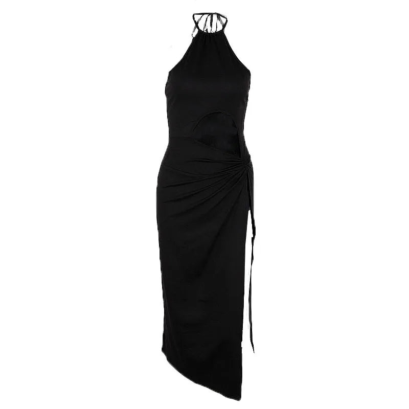 Hnewly Fashion Off Shoulder High-waist Backless Solid Long Dress Sexy Elegant Hollow Out Split Dresses Summer Women Vestidos