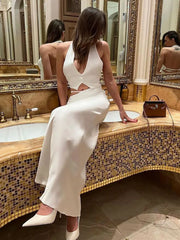 Hnewly  Suits Sets Women Fashion Sexy Streetwear Solid SleevelessBackless V-Neck Tracksuits (Tops+Long Skirts)Matching 2 Pieces Female