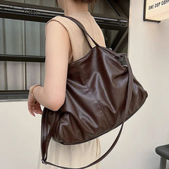 Hnewly  Big Black Shoulder Bags for Women Large Hobo Shopper Bag Solid Color Quality Soft Leather Crossbody Handbag Lady Travel Tote Bag