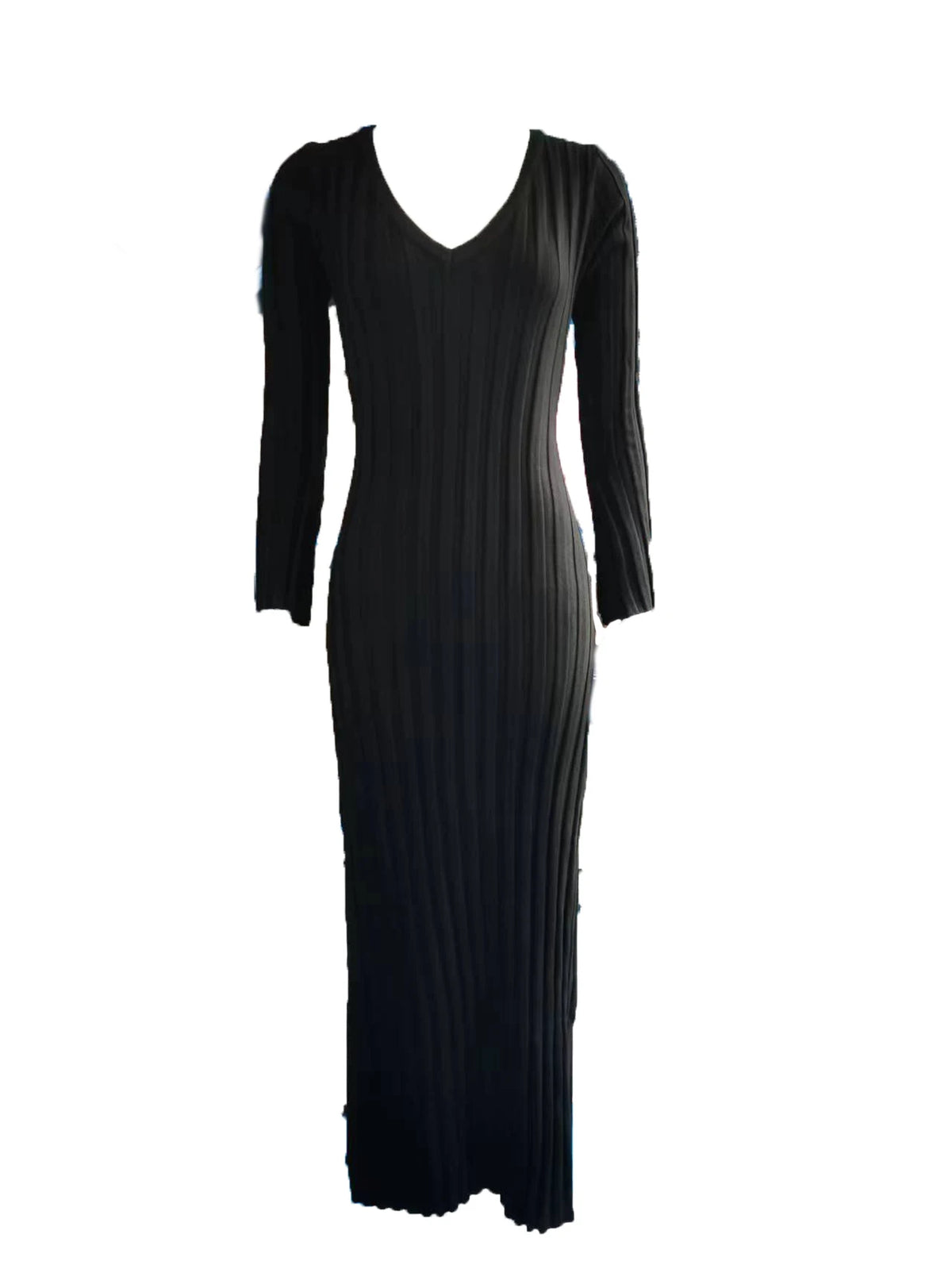 Hnewly  Maternity Photoshoot Dress Knitted V-Neck Sleeve Pregnancy Gown Baby Shower Outfit Fall Autumn Winter Elegant Maxi Dress
