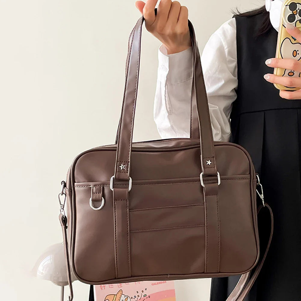 Hnewly Japanese School Handbag with Adjustable Strap Kawaii Shoulder Bag with Zipper Closure Crossbody Bag Underarm Bag Messenger Bag