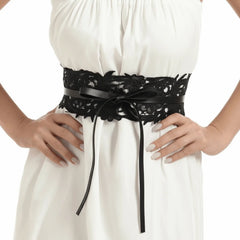 Hnewly  Boho Style Vintage Lace Girdle Wide Self Tie Waist Band Wrap Around Soft Lace Belt for Dresses