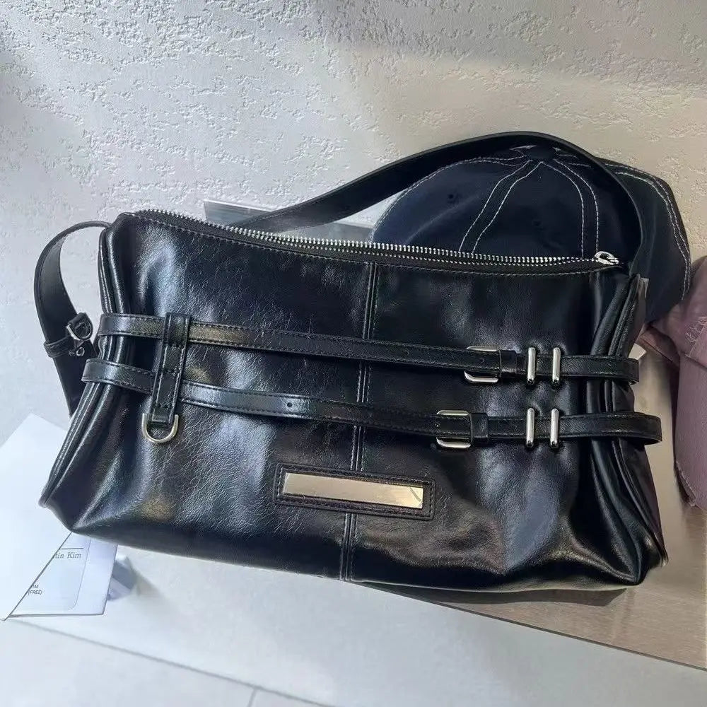 Hnewly  Korean Sweet Cool Hot Girl Coffe Shoulder Bags Women New High Street Casual Crossbody Bags Ladies Retro Messenger Bag Chic