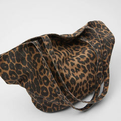 Hnewly  New Oversize Leopard Tote Bags Luxury Canvas Shoulder Bag Large Capacity Purses and Handbags Animal Printed Shopper Designer Bag