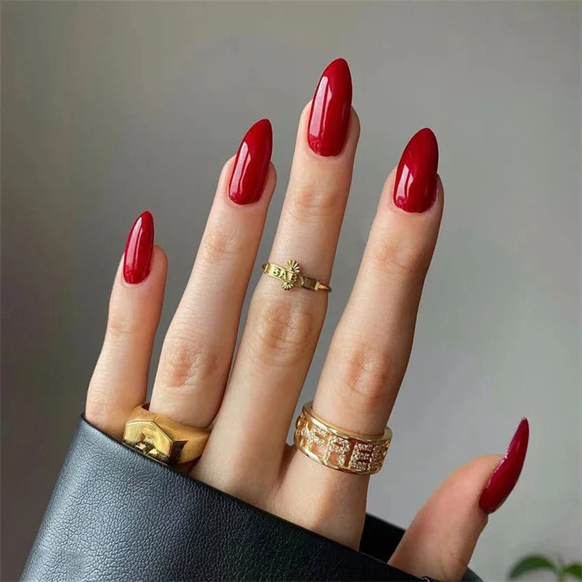 Hnewly 24pcs Artificial Nail Art Fake Nails Full Coverage Removable Ballet Short Press On Nails tips Chips Waterproof Solid Colour set