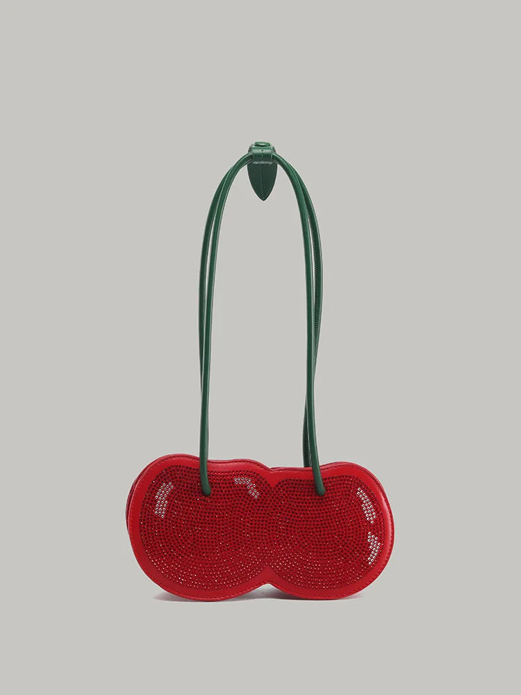 Hnewly  Sweet Cherry Red Underarm Bag Women Water Splash Proof Creative Berry Handbag Ladies Lightweight Polyester Leather Shoulder Bag