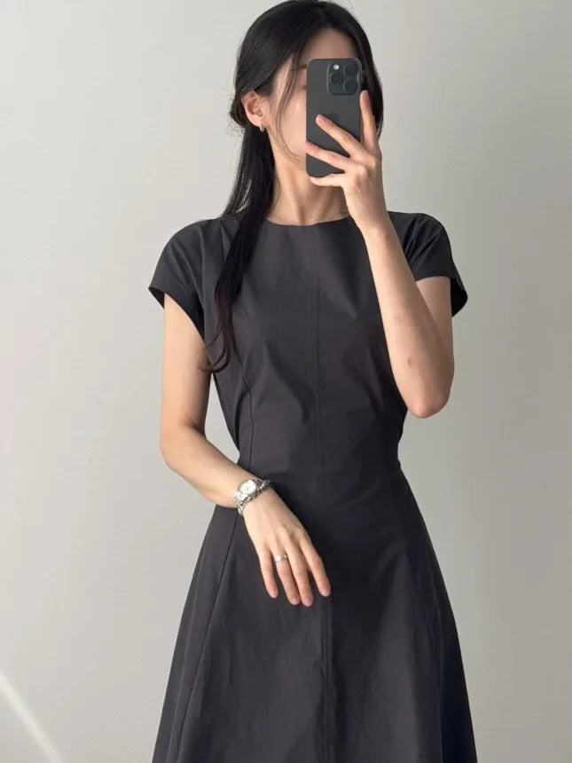 Hnewly Summer Svel Wrap Waist Dr Women's Pure Color Long Dr round Ne Design Faionable plus Size Clothing