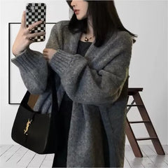 Hnewly  Oversized Open Front Knit Cardigan for Women Comfy Sweater Coat Female Open-front Duster Cardi Casual Chic Autumn Winter Outfit
