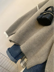 Hnewly  Soft Color Block Sweater Women Autumn Winter  Loose Lazy Style Knit Pullover Female Casual Long Sleeved O-neck Versatile Top