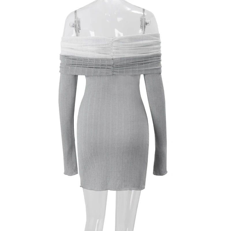 Hnewly Sexy Elegant Off Shoulder A-line Long Sleeve Mini Dress 2025 Summer Dress Women 50% Off Hot Sale Limited Time Offer