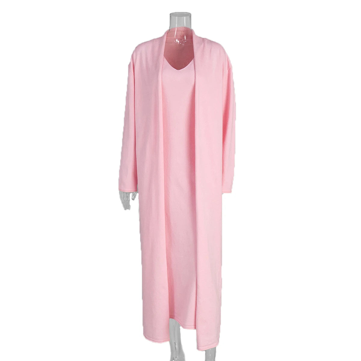 Hnewly  Maternity Dress Photoshoot Pink Two Piece Pregnancy Outfit Knit Maxi Gown with Cardigan Baby Shower Gender Reveal Bump Friendly