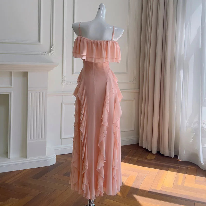Hnewly Fashion Women Dress Short Sleeve Slash Neck Solid Color Female Summer Evening Party Dresses New Tide
