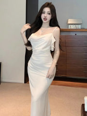 Hnewly  Woman Dress Sleeveless Lace Patchwork Slim Backless Sweet Elegant Temperament Party Dresses Sexy Ladies Fashion