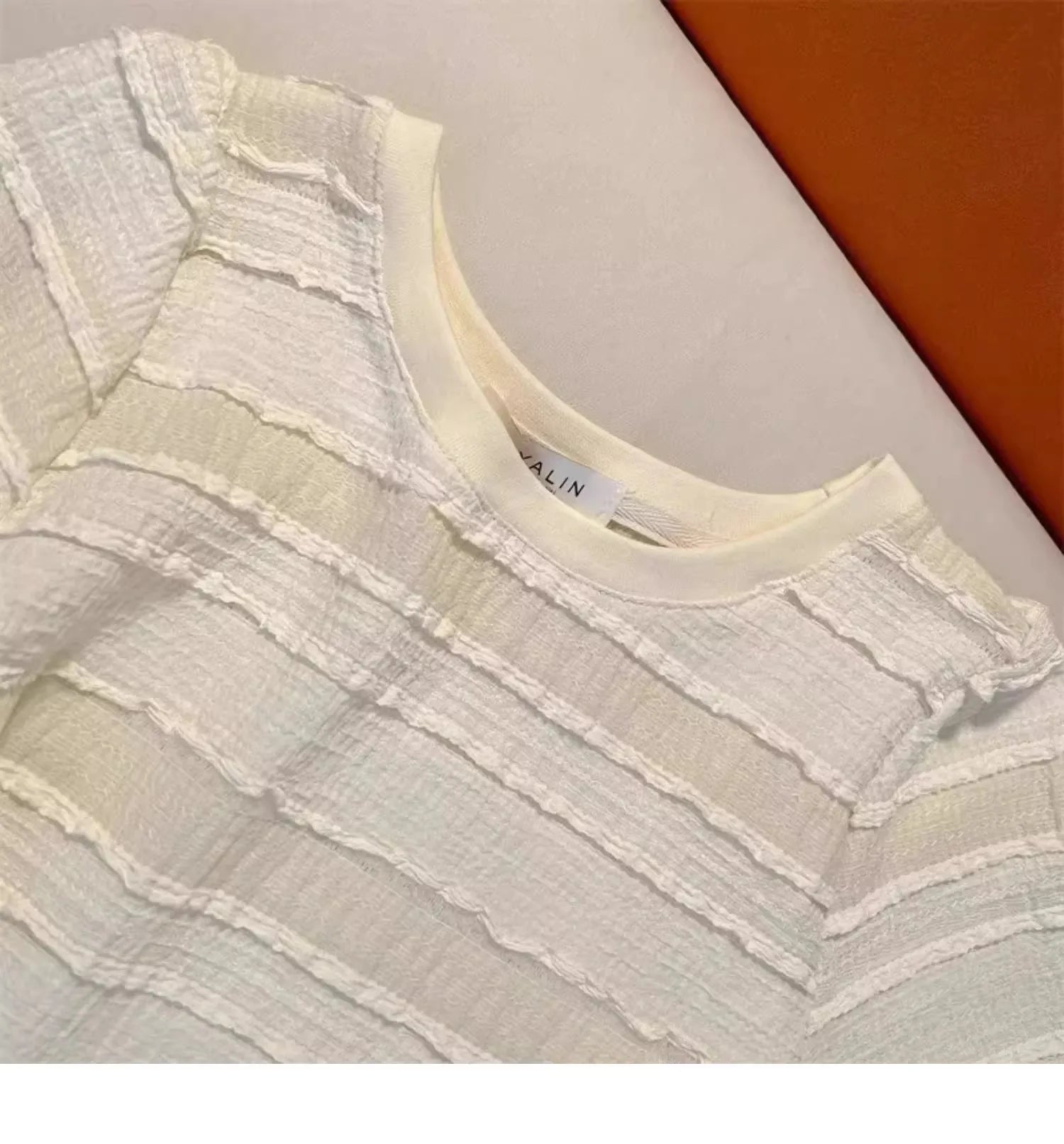 Hnewly  Pink Striped T-shirt Women's Sweet Dopamine  Korean Style Short Top Classic Round Neck Versatile Short Sleeved Tee