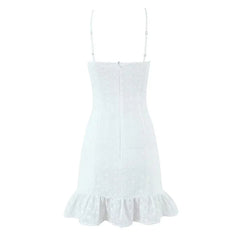 Lunivop  Bow Lace Trim White Sling Mini Sexy Dresses  Sweet Women Elegant A-line Cotton Summer Dress Night Out Robe