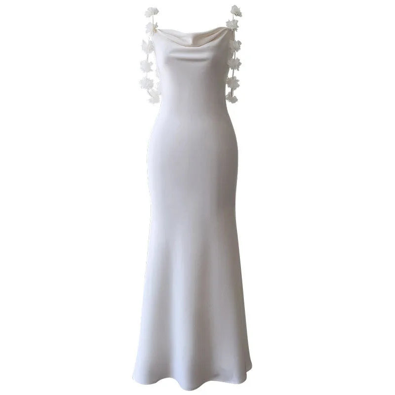 Hnewly Fashion Women Dress Sleeveless Swinging Collar Solid Color Female Summer Party Elegant Dresses New Tide