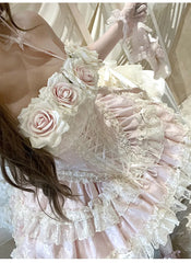 Hnewly  Summer New Princess Dress Women's Three-dimensional Rose Lace Stitching Lolita Dress Birthday Party Evening Dress Ball Gown
