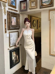 Hnewly  Dresses Women Sleeveless Sexy Elegant Off Shoulder Slim Backless Temperament Mermaid Dress Party Female Fashion Summer