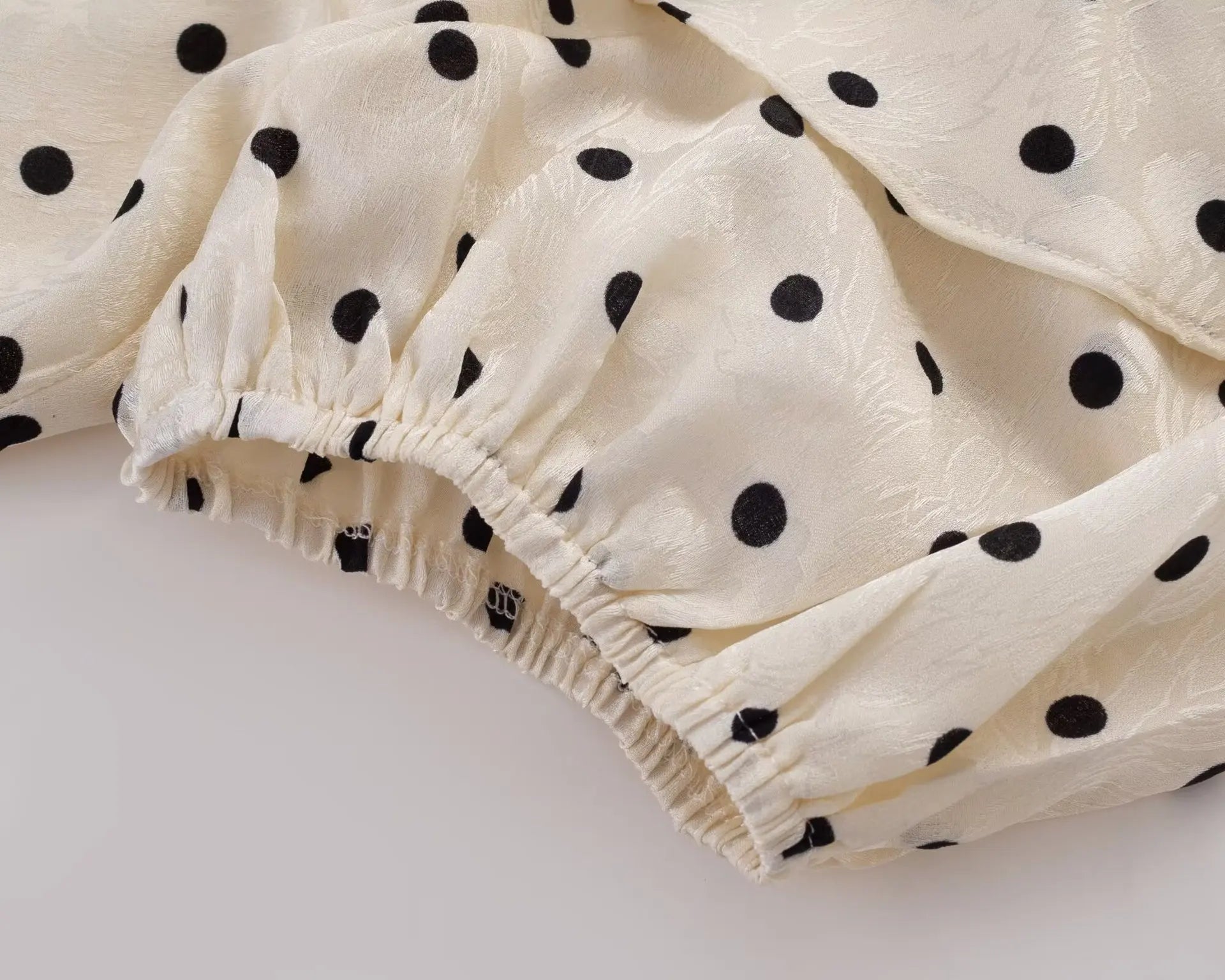 Hnewly   French Retro Polka Dot Print Long Dress Sweet Chic V-neck Summer Women Dress Short Sleeve High Waist Elegant Lady Dresses 2025