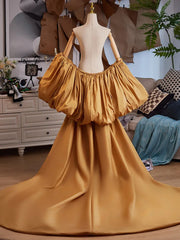 Hnewly  Yellow Satin Large Tail High-end Accessories Annual Meeting Host Dress Accessories Fashion Show Photography Shawl Women