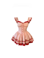 Hnewly  Sweet Style Plaid Patchwork Bridesmaid Dress Women's Summer Gathered Waist Puffy Skirt Short Skirt plus Size Clothing
