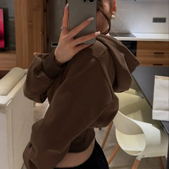 Hnewly  Y2k Aesthetic Vintage Cropped Drawstring Hoodies Autumn Grunge Dual Zippers Hoody Streetwear Cropped Sweatshirt Jackets