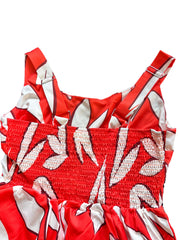 Hnewly  Women's Leaf Print Tank Dress, Boho Fashion Casual Ruffle Trim Long Dress for Beach Holiday Vacation, Ladies Summer Clothes