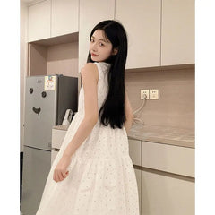 Hnewly  Woman Dress Preppy Style Polka Dot Sleeveless Loose Summer Fashion Sweet Elegant Princess Female Dresses Casual