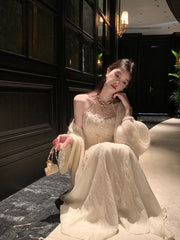 Hnewly Elegant Even Party Midi Dress Women Casual Bodycon Sexy Vintage Dress Beach Style One Piece Dress Korean Fashion Chic Retro