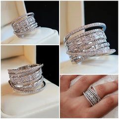 Hnewly  New Bling Cubic Zirconia Wedding Ring for Women Geometric Square Band Design Luxury Fashion Female Rings Party Jewelry Gift