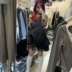 Hnewly  Retro Floral Lace Long Sleeve Asymmetrical Shoulder Dress Elegant Beautiful  Dress Korean Style High Waist A-Line Skirt