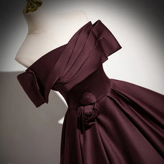 Hnewly  Off Shoulder Satin Evening Dress Wedding Dress Simple Temperament Banquet Toast Dress Bride's Dress Canopy Dress Customized
