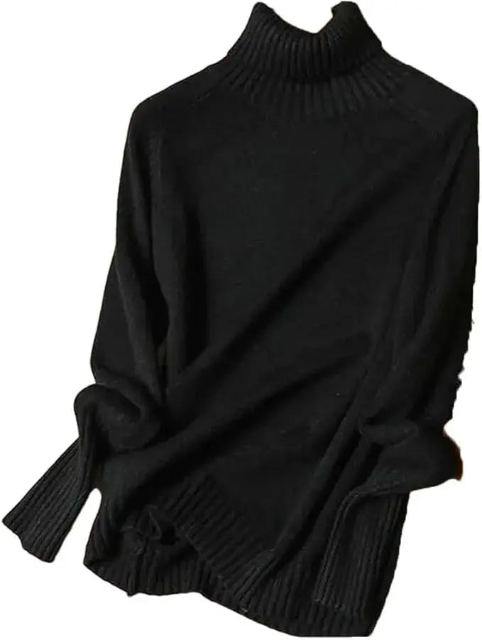 Hnewly  Women Turtleneck Knitted Sweaters Long Sleeve Roll-neck Pullover Plain Jumper Ladies Autumn Winter Layered Basic Outfit