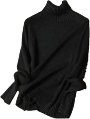 Hnewly  Women Turtleneck Knitted Sweaters Long Sleeve Roll-neck Pullover Plain Jumper Ladies Autumn Winter Layered Basic Outfit