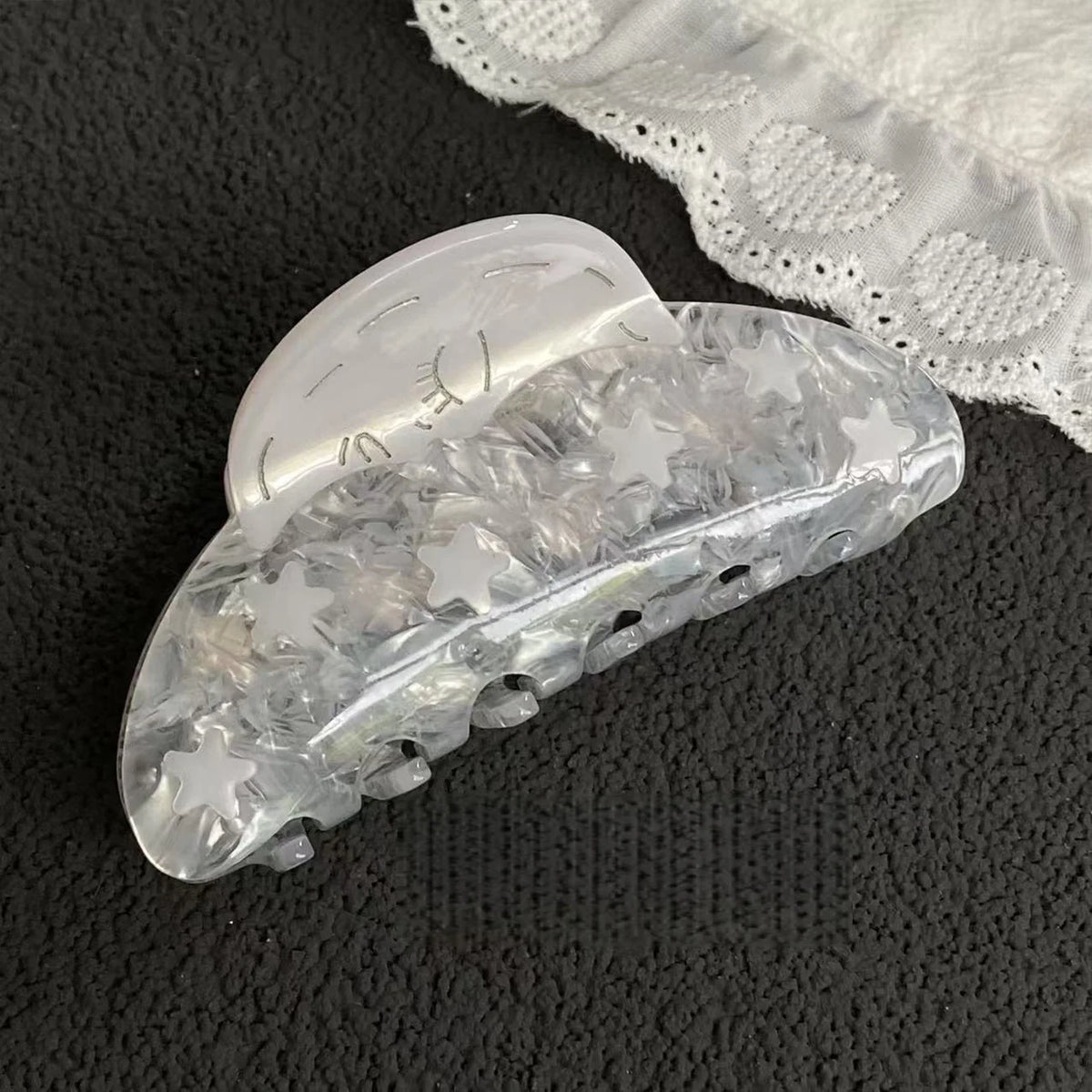 Hnewly  1PC Niche Sunflower, Moon and Silvery White Star Acetate Claw Clip, High-end and Fashionable Hair Clip for Back-of-the-Head Updo