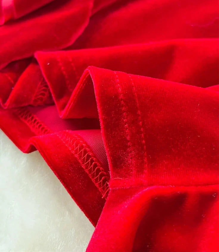 Hnewly DRESS TO IMPRESS French Retro Velvet Dress Ladies Spaghetti Strap Sleeveless 3D Flowers Split Red Evening Party Sexy Dresses