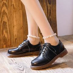 Hnewly New Women Oxfords Women's Shoes Ladies Leather Female Round Toe Sewing Retro Comfortable Footwear Lolita Shoe Brown 40