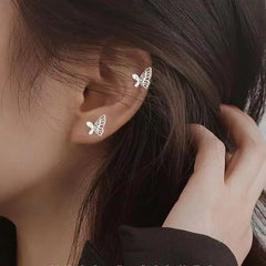 Needles Ear Piercing Zircon Moon Butterfly Flower Gold Color Stud Earrings for Women Sweet Fashion Girl Jewelry Gift