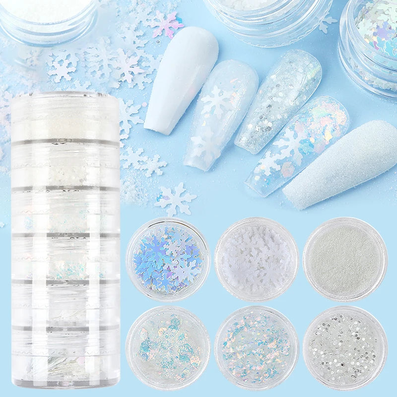 Hnewly 6Box/set Glitter Mirror Dust Nail Powder Chameleon Aurora Metallic Effect Pigments Laser For UV Gel Nail DIY Manicure Decoration