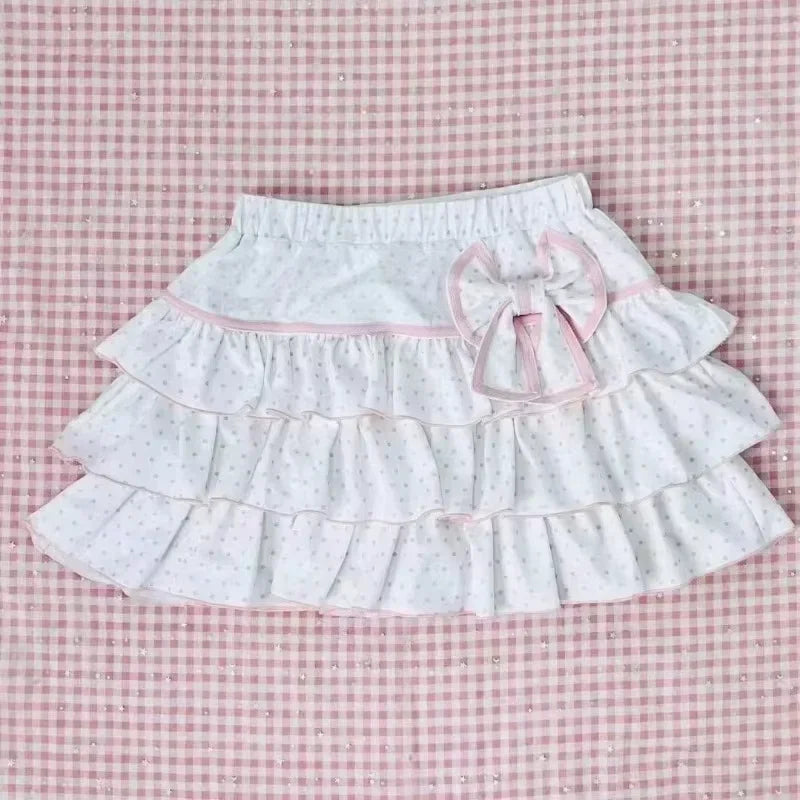 Hnewly  Y2k Gothic Elastic Waist Cross Short Skirt Women Sweet Hot Girl Chic High Waist Ruffle Skirts Female Design Retro Cake Skirt New