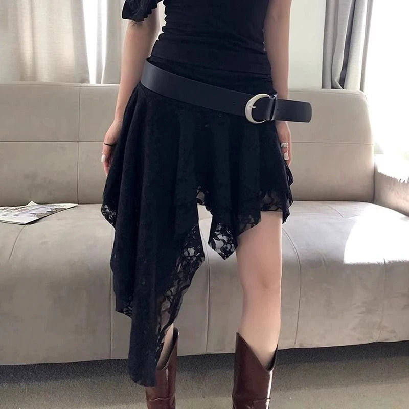 Hnewly Lace Skirts Women Summer Clothing Soft 2000s Vintage Clothing Streetwear Y2k Trendy Boho Style Loose Ladies Party