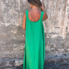 Lunivop  Spring Summer New Loose Maxi Dress For Women's Summer Stylish Sleeveless Flower Solid Casual Lady Beach Holiday Long Dresses