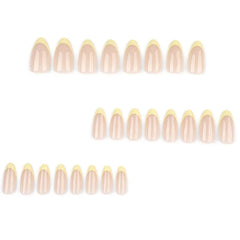 Lunivop  24pcs Yellow French Press on Nails Women Simple Fake Nails with Tools Short Almond Realistic Stick-on Nails Prosthetic Nail Set