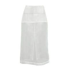 Hnewly White Mesh Half Skirt Design Sense Small and Medium Length High Waist Straight Tube Skirt Women's Wear
