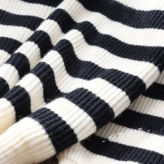 Hnewly  Half Zipper Stripe Pullover Sweater  Women Loose Knitted Base Shirt  2025 Spring /Autumn Japanese Style Long Sleeve Pullover Top
