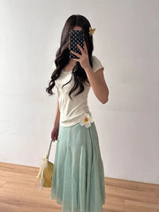 Hnewly  Skirts Women Elegant Polka Dot Vintage Sweet Spring Summer New Temperament Long Skirt Female Chic Casual Fashion
